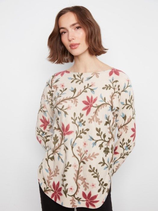 Drop Shoulder Printed Sweater