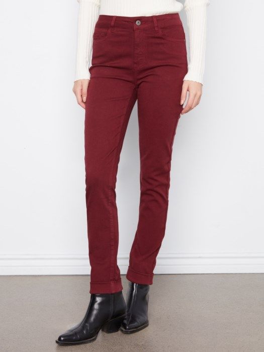 Cuffed Hem Slim Twill Pants
