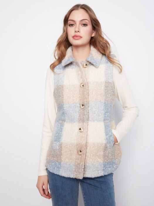 Plaid Boucle Knit Vest