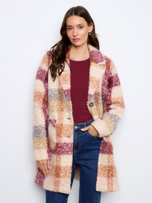 Plaid Boucle Tailored Coat