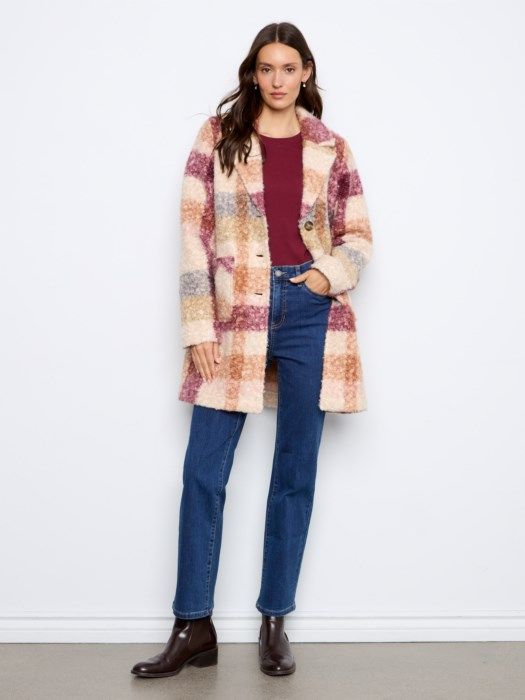 Plaid Boucle Tailored Coat