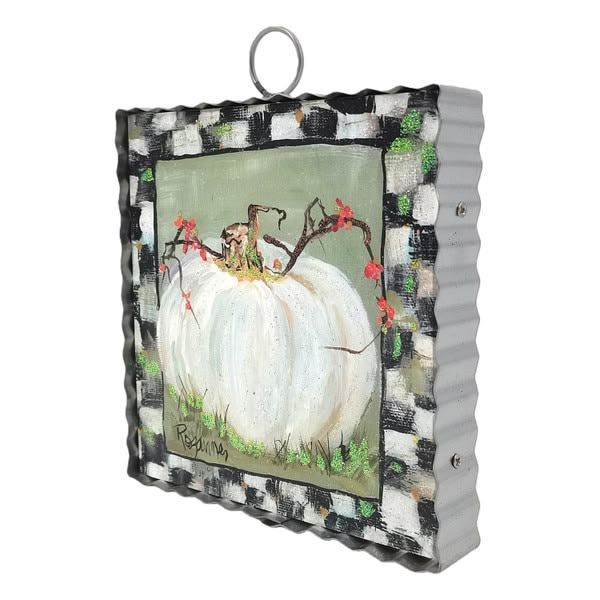 Mini Art Cream Pumpkin with Checkered Border