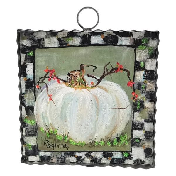 Mini Art Cream Pumpkin with Checkered Border