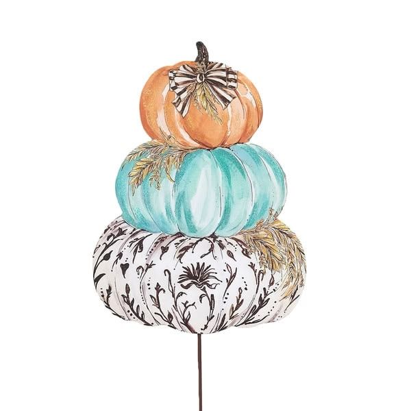Whimsical Wheat Pumpkin Stack