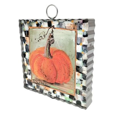 Mini Art Orange Pumpkin with Checkered Border