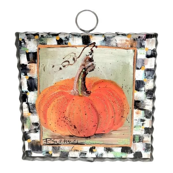 Mini Art Orange Pumpkin with Checkered Border