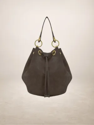 Arlecchino-Suede Leather Bonbon Bag-Dark Taupe