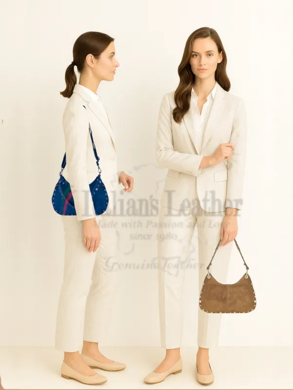 Germina Suede Leather Bag-Dark Taupe