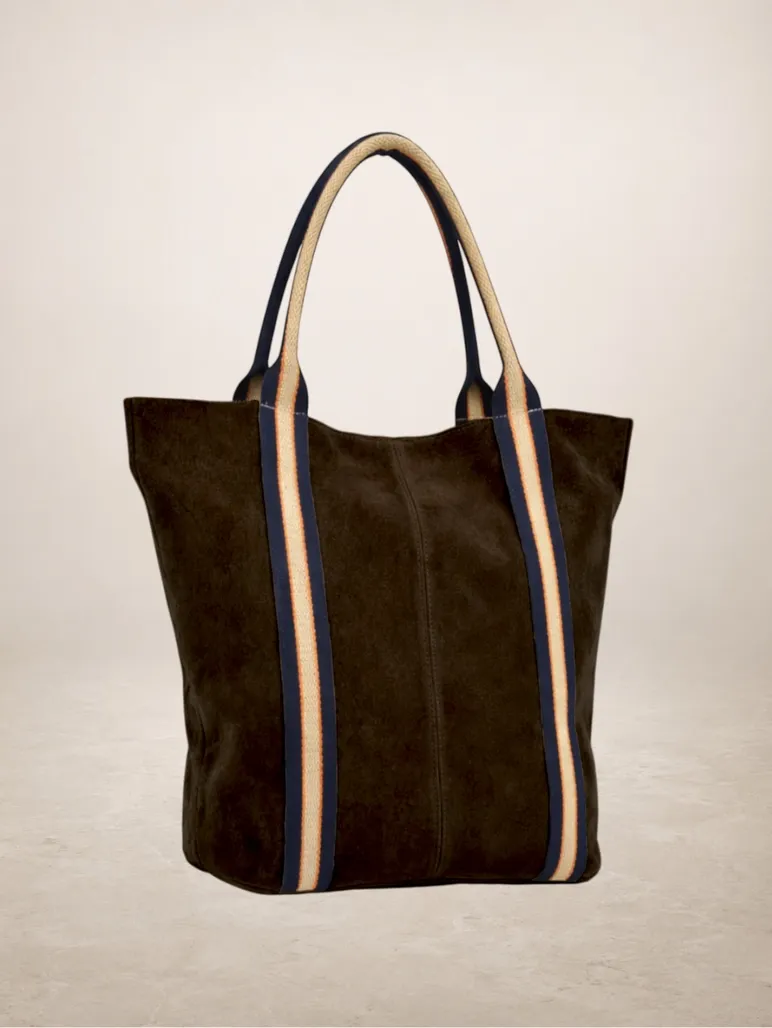 Melody Suede Leather Tote Bag-Brown Coffee