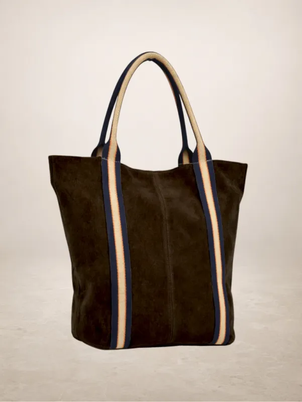 Melody Suede Leather Tote Bag-Brown Coffee
