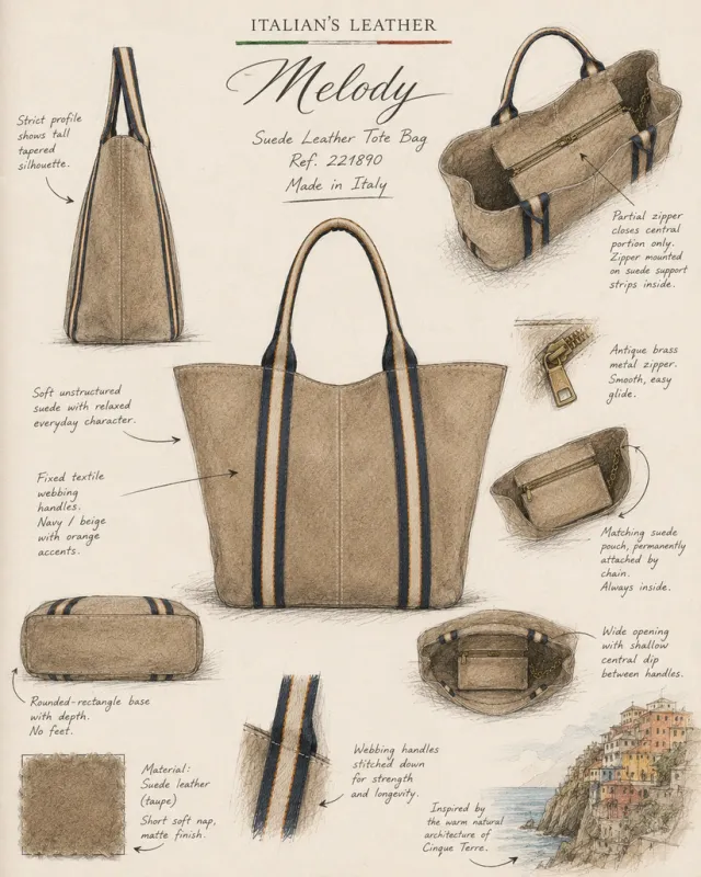 Melody Suede Leather Tote Bag-Brown Coffee
