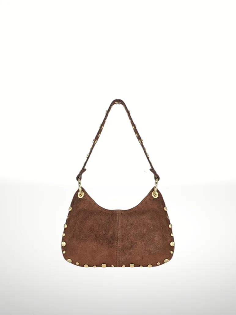 Germina Suede Leather Bag-Light Brown