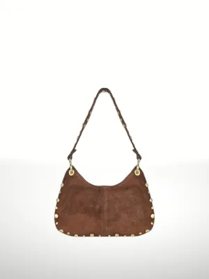 Germina Suede Leather Bag-Light Brown