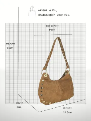 Germina Suede Leather Bag-Light Brown
