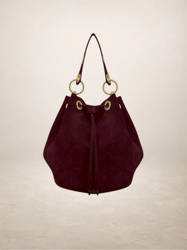Arlecchino-Suede Leather Bonbon Bag-Wine Red