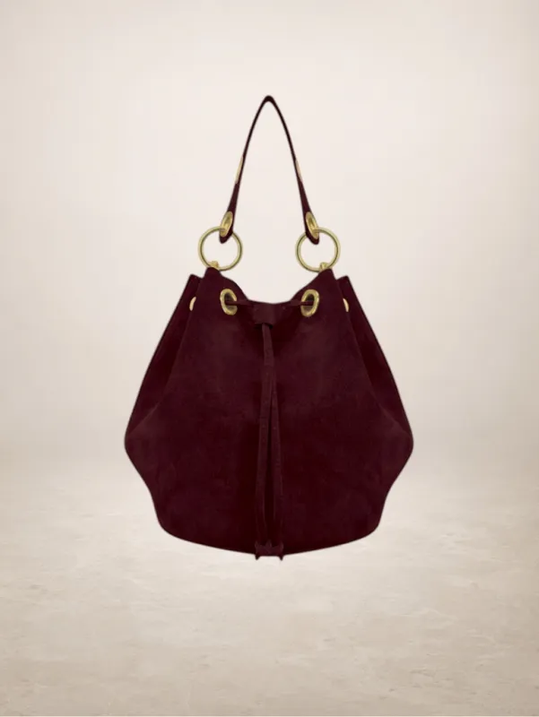 Arlecchino-Suede Leather Bonbon Bag-Wine Red