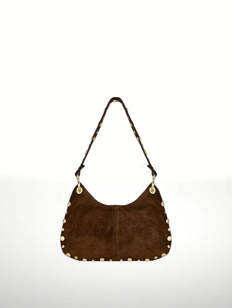 Germina Suede Leather Bag-Brown