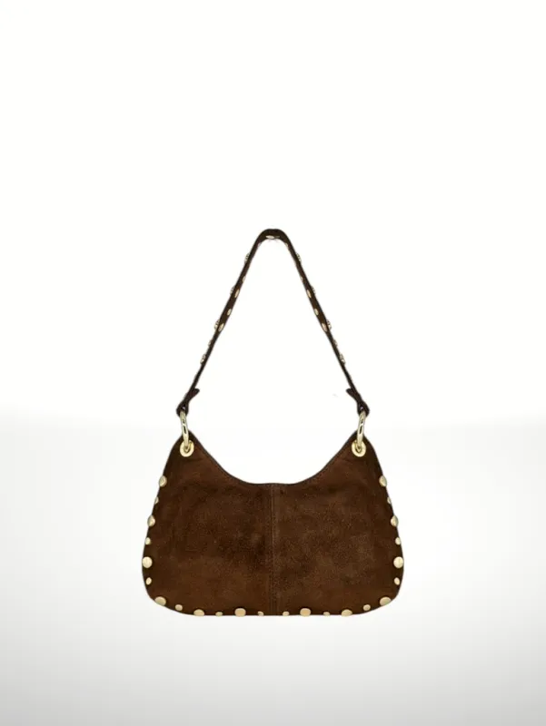 Germina Suede Leather Bag-Brown