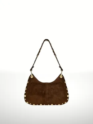 Germina Suede Leather Bag-Brown