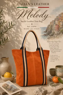Melody Suede Leather Tote Bag-Tangerine