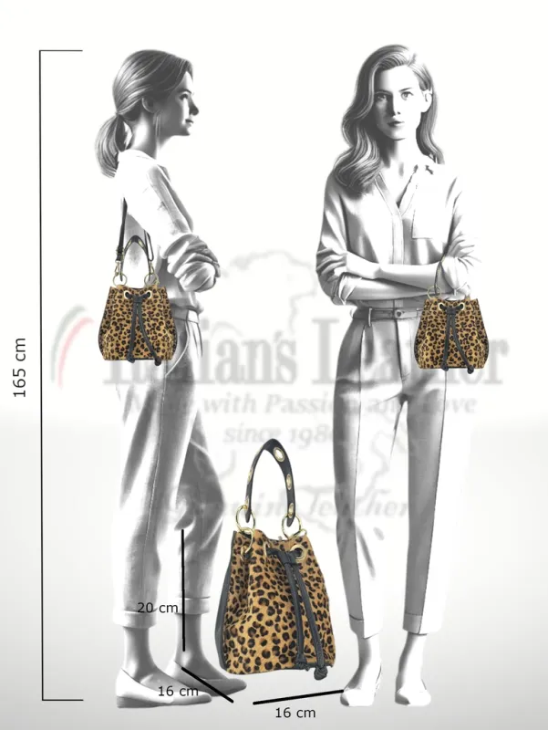 Noelia Calf Leather and Foal-Hair Bag-Leopard