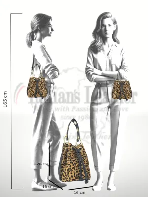 Noelia Calf Leather and Foal-Hair Bag-Leopard