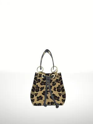 Noelia Calf Leather and Foal-Hair Bag-Leopard