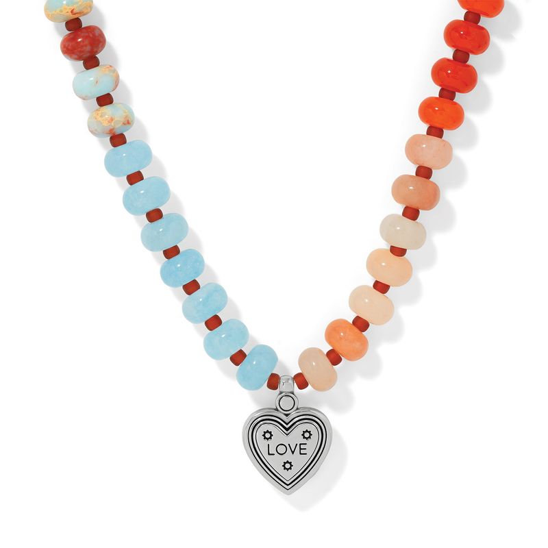 Mosaic 2TN Heart Bead Necklace