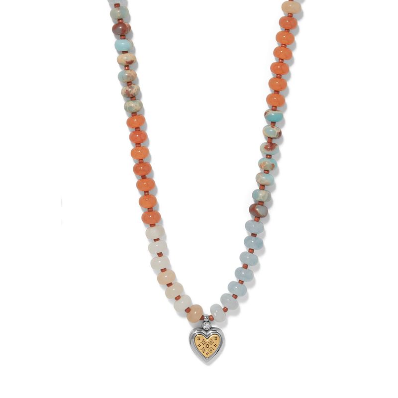 Mosaic 2TN Heart Bead Necklace