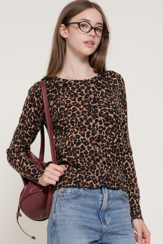 Leopard Print Sweater Cardigan