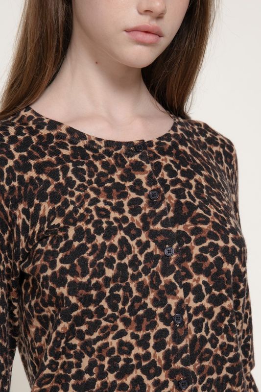 Leopard Print Sweater Cardigan