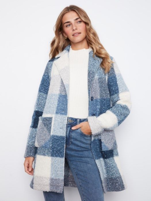 Plaid Boucle Tailored Coat