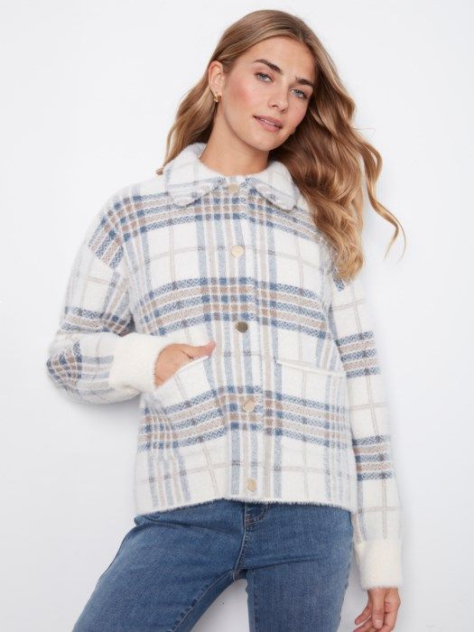 Eyelash Yarn Jacquard Short Jacket