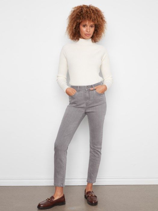 Stretch Denim Slim Leg Pants