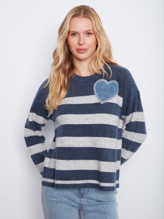 Yarn Dyed Stripes Crew Neck Sweater
