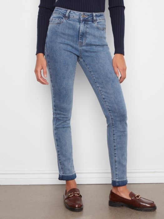 Cuffed Hem Slim Denim