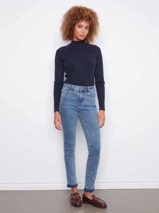 Cuffed Hem Slim Denim