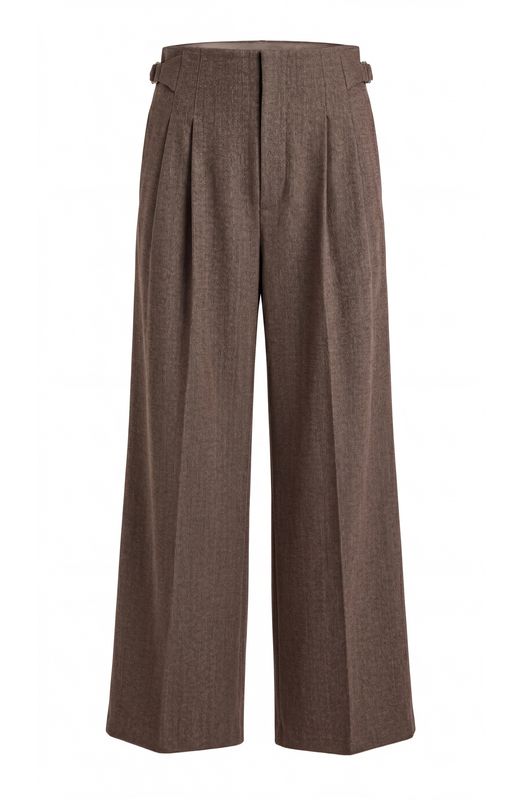 High Rise Pleated Wide Leg Trouser w/Side Tabs- 31' in
