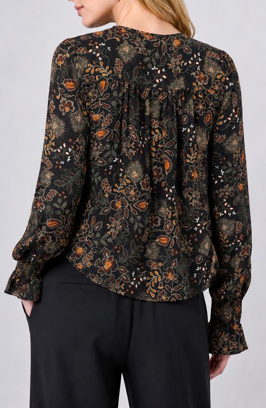 Long Sleeve Woven Blouse w/Pintucks