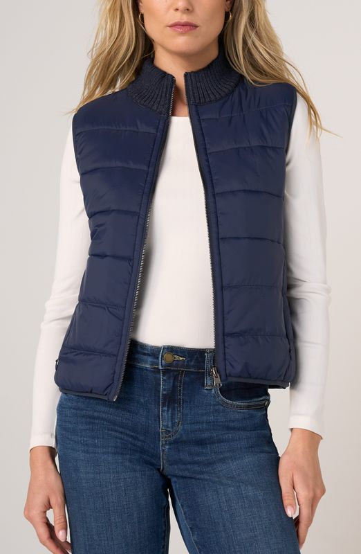Sleeveless Reversible Zip Front Quilted Sweater Vest
