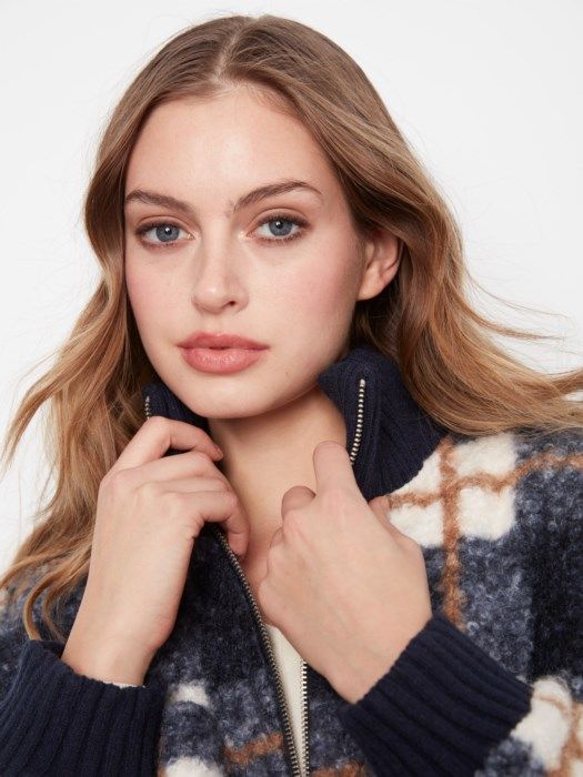 Fuzzy Plaid Jacket