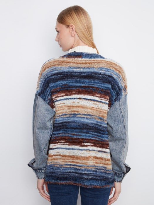 Cardigan with Denim Combo