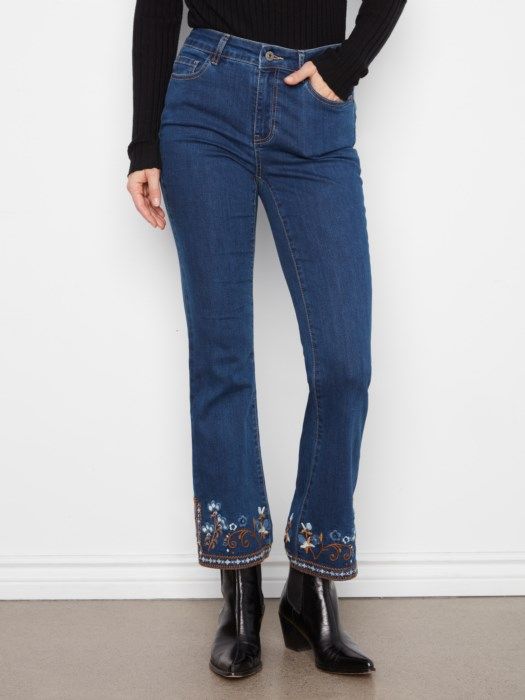 Flare Leg with Embroidery at Hem