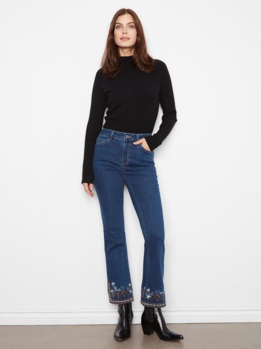 Flare Leg with Embroidery at Hem