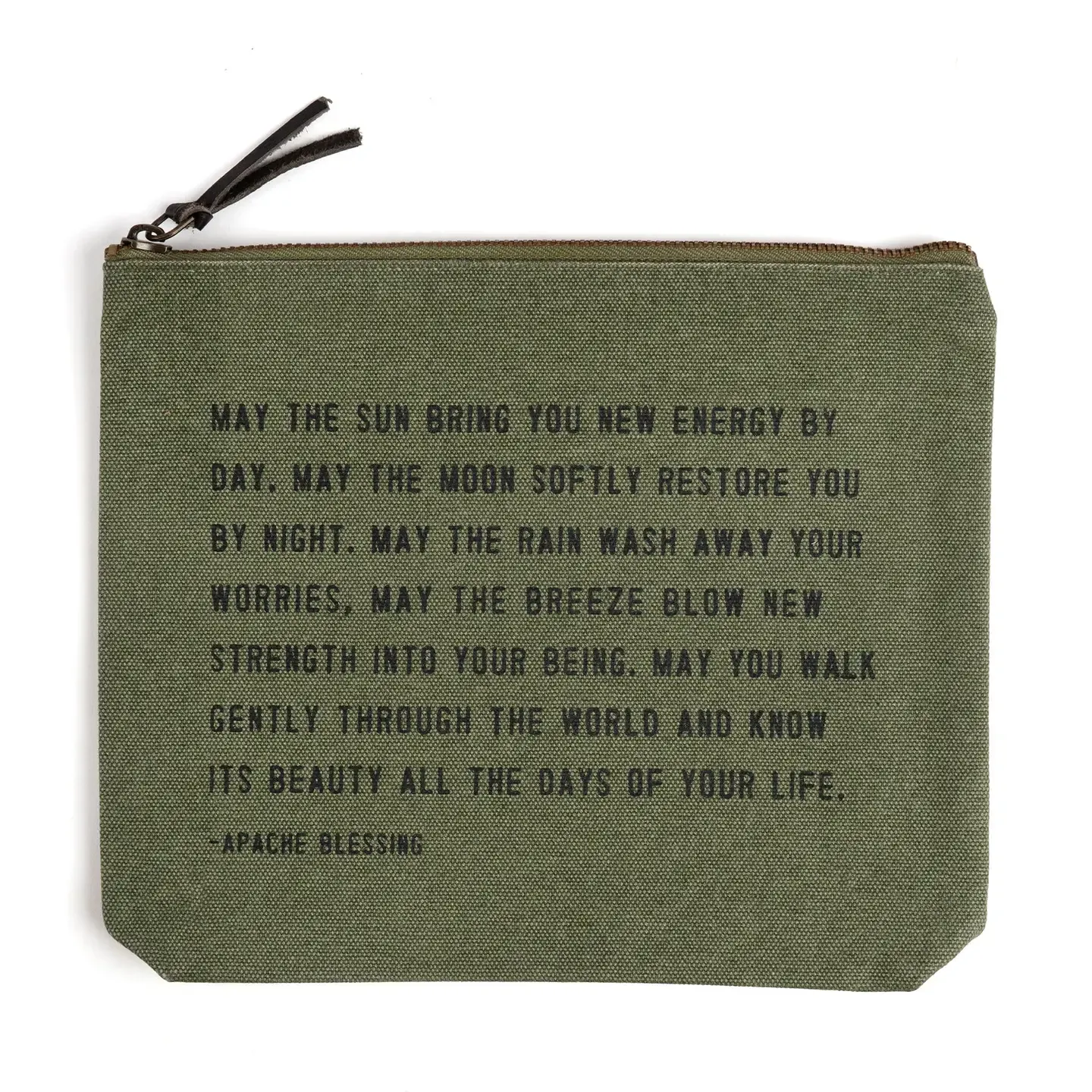 May the Sun Bring You (Apache Blessing) Canvas Zip Bag- Rosemary
