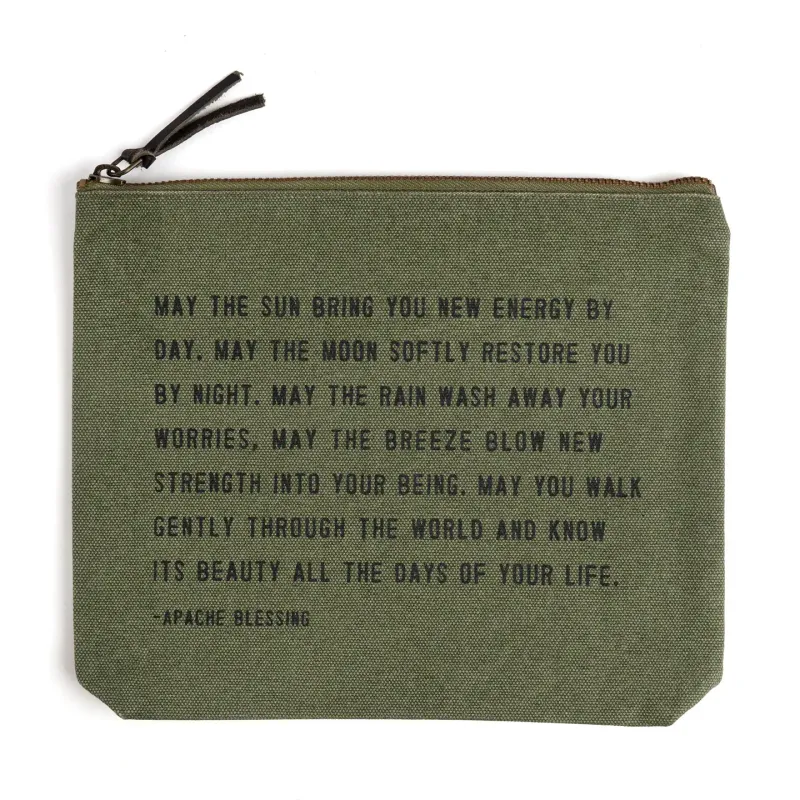 May the Sun Bring You (Apache Blessing) Canvas Zip Bag- Rosemary
