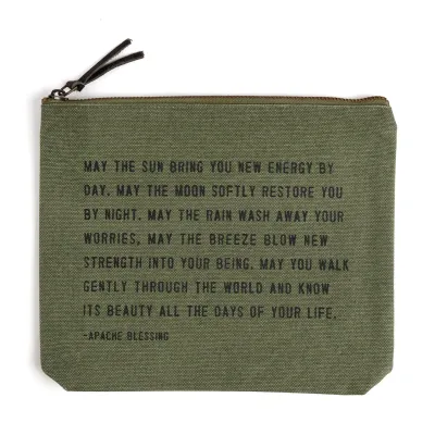 May the Sun Bring You (Apache Blessing) Canvas Zip Bag- Rosemary