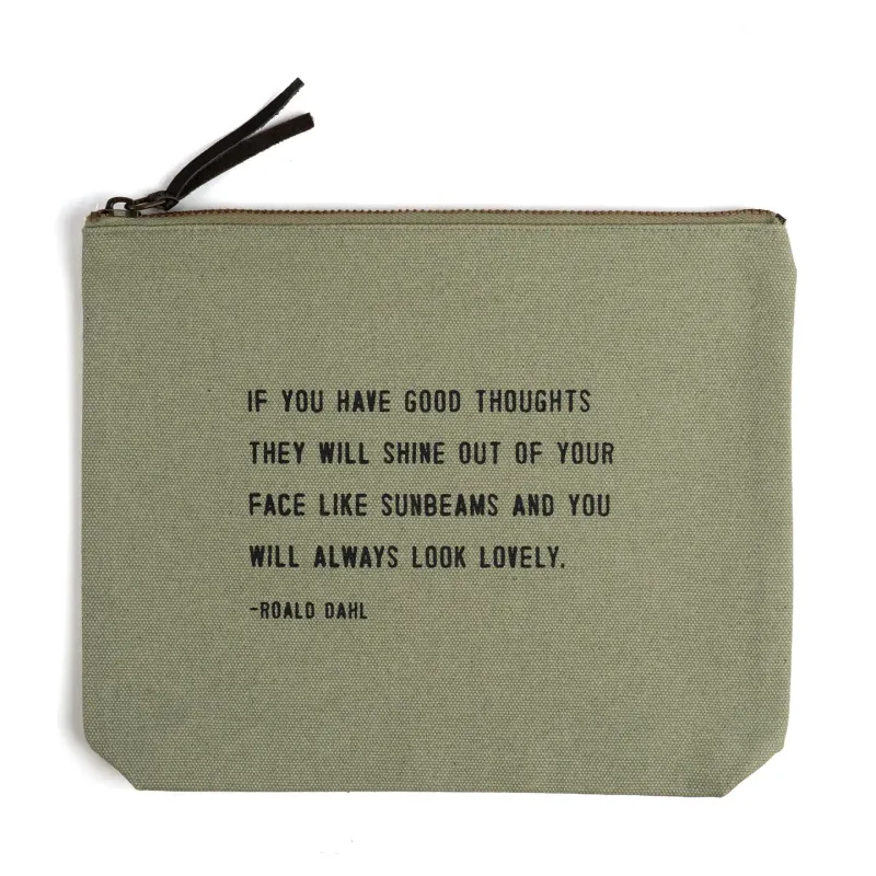 Always Look Lovely (Roald Dahl) Canvas Zip Bag- Mint