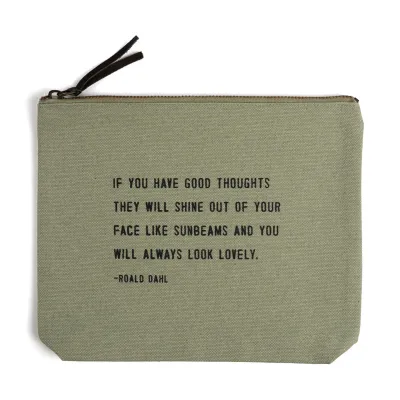 Always Look Lovely (Roald Dahl) Canvas Zip Bag- Mint