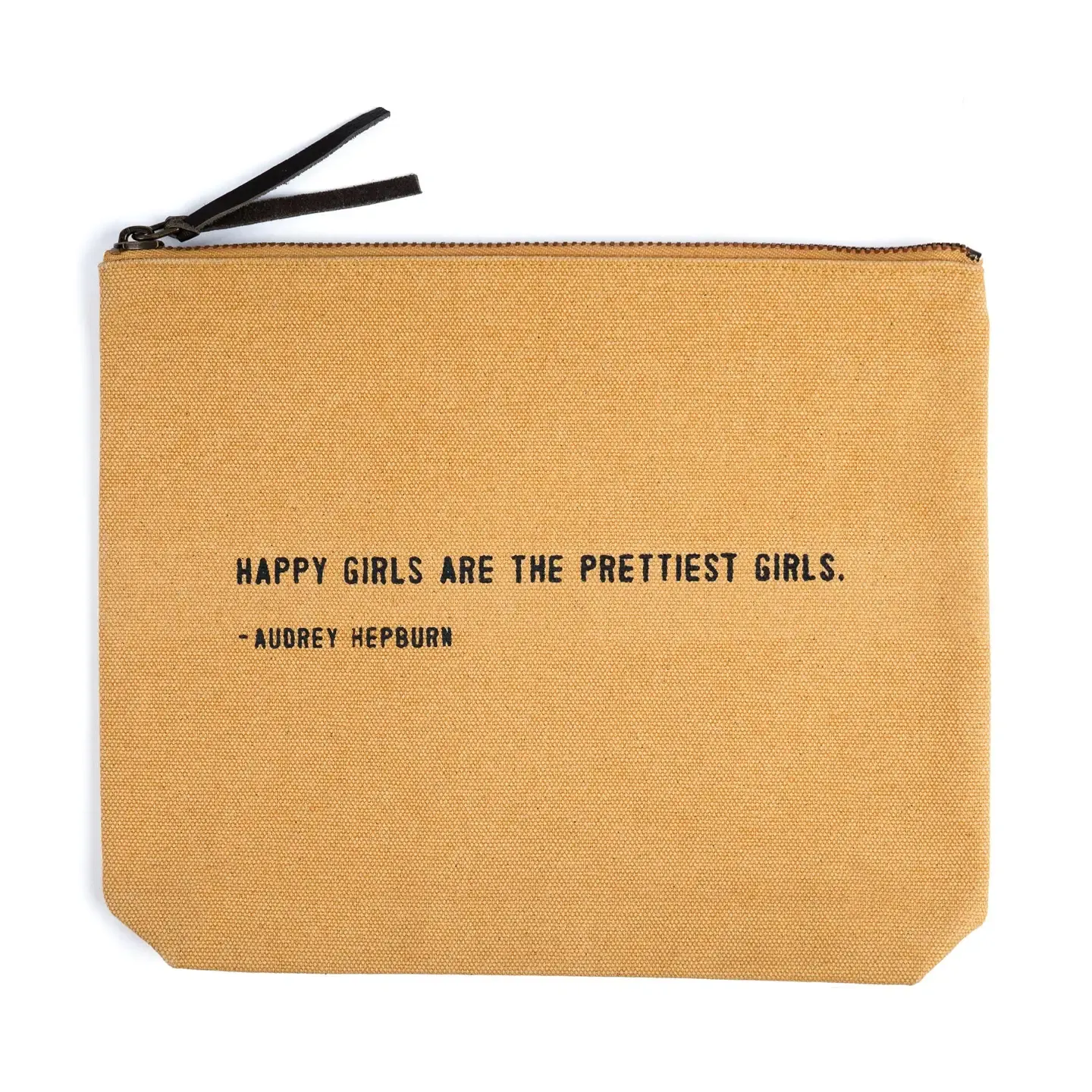 Happy Girls (Audrey Hepburn) Canvas Zip Bag- Sunflower